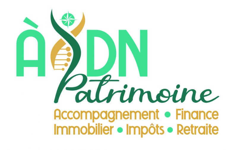 LOGO ADN Patrimoine turquoise et or 768x506